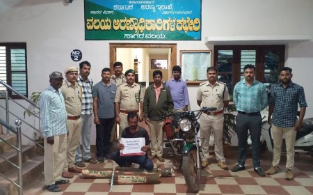 ಶ್ರೀಗಂಧದ ಮರ ಕಡಿದು ಸಾಗಿಸುತ್ತಿದ್ದ ವ್ಯಕ್ತಿಯ ಬಂಧನ