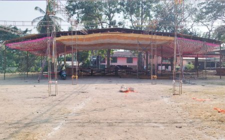 ಸಾಹಿತ್ಯ‌ ಸಮ್ಮೇಳನಕ್ಕೆ ಭರದಿಂದ ಸಾಗುತ್ತಿರುವ ಪೆಂಡಲ್ ಹಾಗೂ ವೇದಿಕೆ ನಿರ್ಮಾಣ‌ ಕಾರ್ಯ