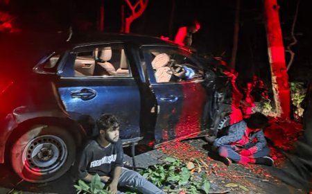 ದಾಂಡೇಲಿಯಲ್ಲಿ ಭೀಕರ ರಸ್ತೆ ಅಪಘಾತ: ಪ್ರವಾಸಿಗರ ಕಾರು ನುಚ್ಚುನುಗ್ಗು, ಓರ್ವ ಗಂಭೀರ!