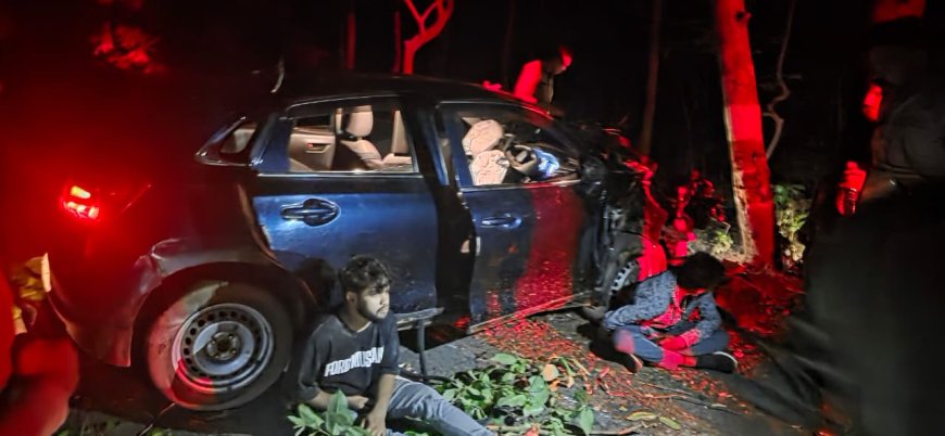 ದಾಂಡೇಲಿಯಲ್ಲಿ ಭೀಕರ ರಸ್ತೆ ಅಪಘಾತ: ಪ್ರವಾಸಿಗರ ಕಾರು ನುಚ್ಚುನುಗ್ಗು, ಓರ್ವ ಗಂಭೀರ!