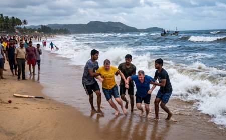 ಸಮುದ್ರದಲ್ಲಿ ಮುಳುಗುತ್ತಿದ್ದ ಇಬ್ಬರು ಪ್ರವಾಸಿಗರ ರಕ್ಷಣೆ; ಕ್ರಿಕೆಟ್ ಆಡುತ್ತಿದ್ದ ಯುವಕರೇ ಇಲ್ಲಿ ರಿಯಲ್ ಹೀರೋಗಳು!