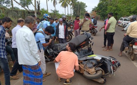ಬನವಾಸಿ ರಸ್ತೆ ದಿವಗಿ ಫ್ಯಾಕ್ಟರಿ ಬಳಿ ಬೈಕ್ ಅಪಘಾತ: ಸವಾರರಿಗೆ ಗಾಯ