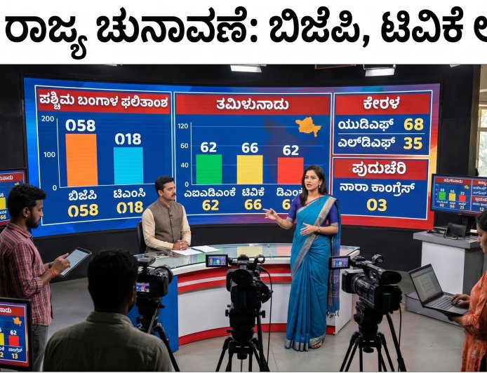 ಪಂಚ ರಾಜ್ಯ ಚುನಾವಣಾ ಫಲಿತಾಂಶ: ದಿದಿ ನಾಡಿನಲ್ಲಿ ಮೋದಿ ಮೋಡಿ; ತಮಿಳುನಾಡಿನಲ್ಲಿ 'ದಳಪತಿ' ಅಬ್ಬರ! (ಲೇಟೆಸ್ಟ್‌ ಟ್ರೆಂಡ್)