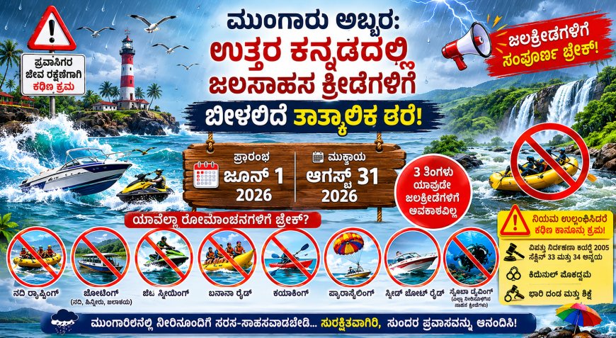 ಮುಂಗಾರು ಅಬ್ಬರ: ಉತ್ತರ ಕನ್ನಡದಲ್ಲಿ ಜಲಸಾಹಸ ಕ್ರೀಡೆಗಳಿಗೆ ಬೀಳಲಿದೆ ತಾತ್ಕಾಲಿಕ ತೆರೆ; ಪ್ರವಾಸಿಗರೇ ಗಮನಿಸಿ!