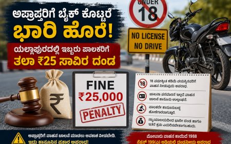 ಅಪ್ರಾಪ್ತರಿಗೆ ಬೈಕ್ ಕೊಟ್ಟರೆ ಭಾರೀ ಹೊರೆ! ಯಲ್ಲಾಪುರದಲ್ಲಿ ಇಬ್ಬರು ಪಾಲಕರಿಗೆ ತಲಾ ₹25 ಸಾವಿರ ದಂಡ