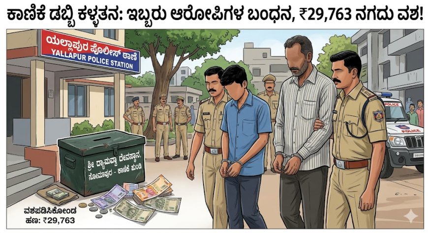 ದೇವಸ್ಥಾನದ ಹುಂಡಿಗೆ ಕನ್ನ ಹಾಕಿದ್ದ ಖದೀಮರು ಅಂದರ್: ಯಲ್ಲಾಪುರ ಪೊಲೀಸರ ಭರ್ಜರಿ ಕಾರ್ಯಾಚರಣೆ!