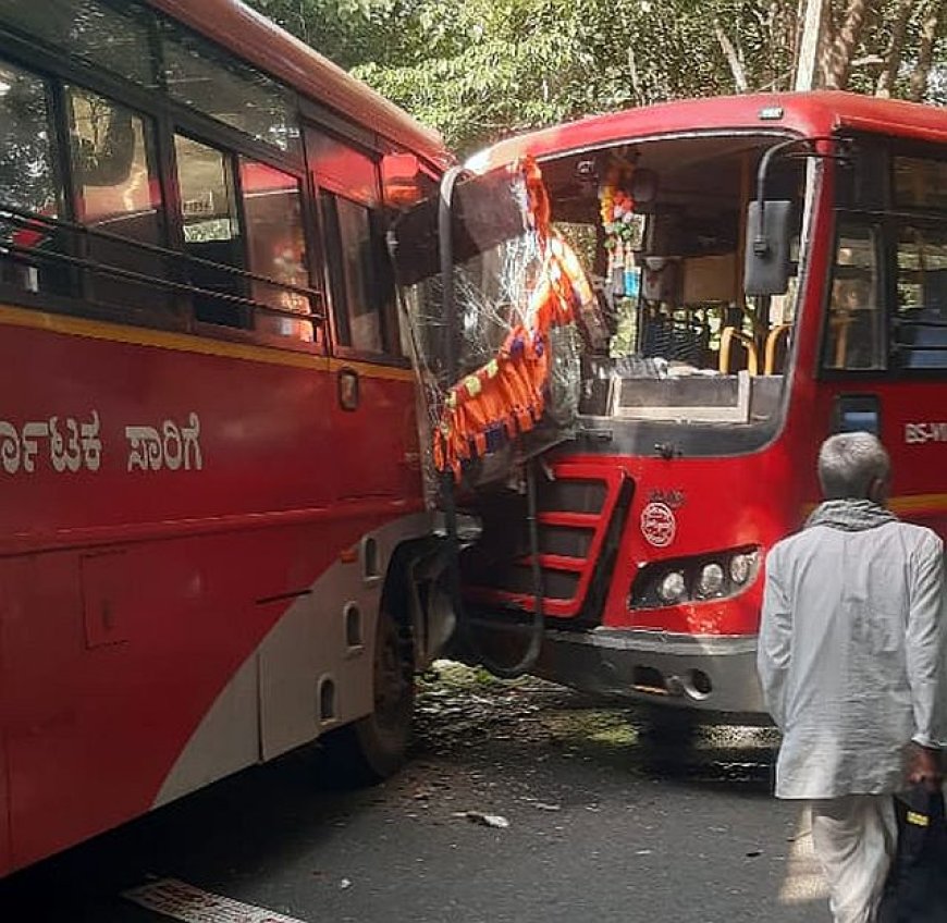 ಜೊಯಿಡಾ ಬಳಿ ಭೀಕರ ಮುಖಾಮುಖಿ ಡಿಕ್ಕಿ: ಎರಡು ಬಸ್ಸುಗಳ ಅಪಘಾತ, ವಿದ್ಯಾರ್ಥಿಗಳು ಸೇರಿ ಹಲವರಿಗೆ ಸಣ್ಣಪುಟ್ಟ ಗಾಯ