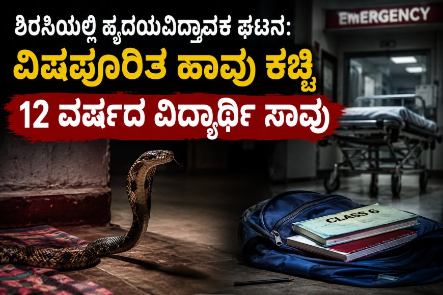 ಶಿರಸಿಯಲ್ಲಿ ಹೃದಯವಿದ್ರಾವಕ ಘಟನೆ: ವಿಷಪೂರಿತ ಹಾವು ಕಚ್ಚಿ 12 ವರ್ಷದ ವಿದ್ಯಾರ್ಥಿ ಸಾವು; ಸಹೋದರಿಗೆ ಚಿಕಿತ್ಸೆ