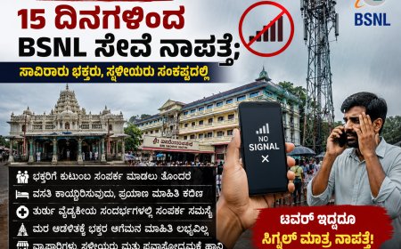 ಸೋಂದಾ ಪುಣ್ಯಕ್ಷೇತ್ರದಲ್ಲಿ 15 ದಿನಗಳಿಂದ BSNL ಸೇವೆ ನಾಪತ್ತೆ; ಸಾವಿರಾರು ಭಕ್ತರು, ಸ್ಥಳೀಯರು ಸಂಕಷ್ಟದಲ್ಲಿ