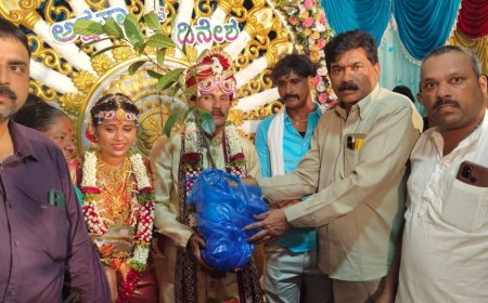 ನವದಂಪತಿಗೆ ಗಿಡ ನೀಡಿ ಪರಿಸರ ಕಾಳಜಿ; ಮತದಾರರ ಪಟ್ಟಿ ಪರಿಷ್ಕರಣೆಗೆ ಜಾಗೃತಿ ಸಂದೇಶ