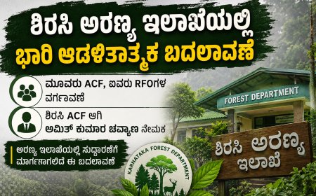 ಶಿರಸಿ ಅರಣ್ಯ ಇಲಾಖೆಯಲ್ಲಿ ಭಾರಿ ಆಡಳಿತಾತ್ಮಕ ಬದಲಾವಣೆ: ಮೂವರು ACF, ಐವರು RFOಗಳ ವರ್ಗಾವಣೆ; ಶಿರಸಿ ACF ಆಗಿ ಅಮಿತ್ ಕುಮಾರ ಚವ್ಹಾಣ ನೇಮಕ