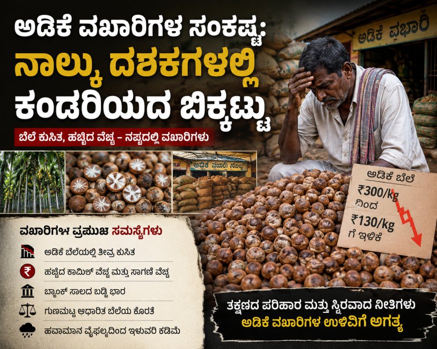 ಅಡಿಕೆ ವಖಾರಿಗಳ ಸಂಕಷ್ಟ: ನಾಲ್ಕು ದಶಕಗಳಲ್ಲಿ ಕಂಡರಿಯದ ಬಿಕ್ಕಟ್ಟು