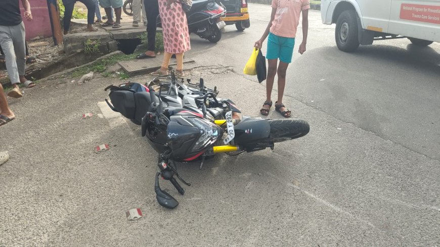 ಬೈಕ್-ಸ್ಕೂಟಿ ಡಿಕ್ಕಿ: ರಕ್ತದ ಮಡುವಿನಲ್ಲಿ ಬಿದ್ದ ಮಹಿಳೆ; ಅಜಾಗರೂಕ ಚಾಲನೆ ಆರೋಪದಡಿ ಬೈಕ್ ಸವಾರನ ವಿರುದ್ಧ ಪ್ರಕರಣ