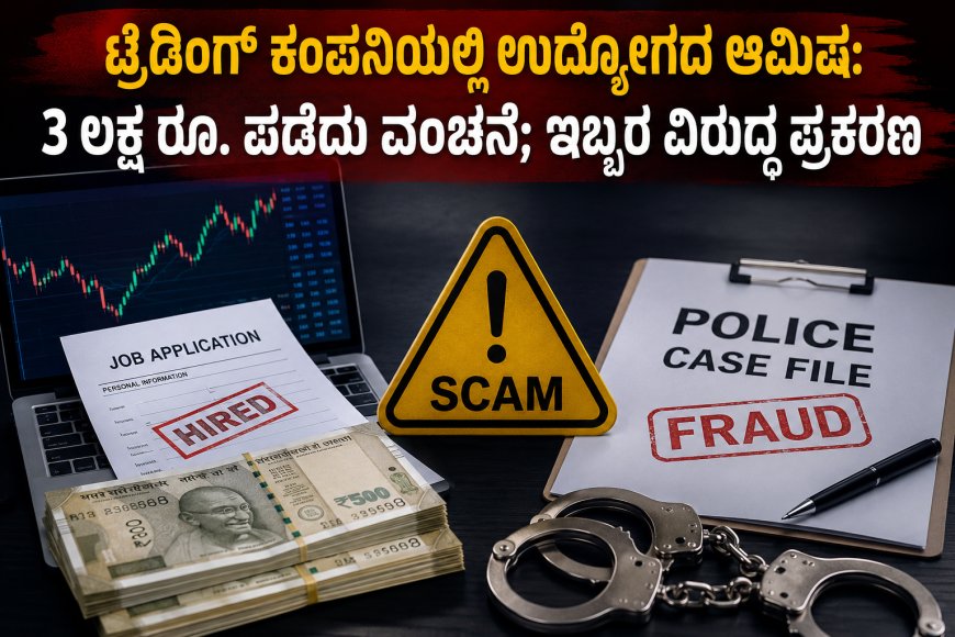 ಟ್ರೇಡಿಂಗ್ ಕಂಪನಿಯಲ್ಲಿ ಉದ್ಯೋಗದ ಆಮಿಷ: 3 ಲಕ್ಷ ರೂ. ಪಡೆದು ವಂಚನೆ; ಇಬ್ಬರ ವಿರುದ್ಧ ಪ್ರಕರಣ