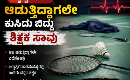 ಬ್ಯಾಡ್ಮಿಂಟನ್ ಆಡುತ್ತಿದ್ದಾಗಲೇ ಕುಸಿದು ಬಿದ್ದು ಶಿಕ್ಷಕ ಸಾವು