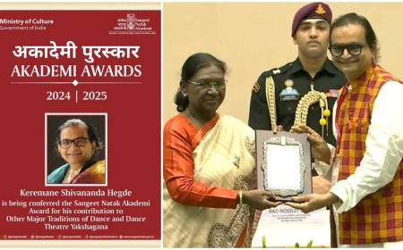 ರಾಷ್ಟ್ರಪತಿ ದ್ರೌಪದಿ ಮುರ್ಮು ಅವರಿಂದ ಕೆರೆಮನೆ ಶಿವಾನಂದ ಹೆಗಡೆಗೆ ಅಕಾಡೆಮಿ ಪ್ರಶಸ್ತಿ ಪ್ರದಾನ