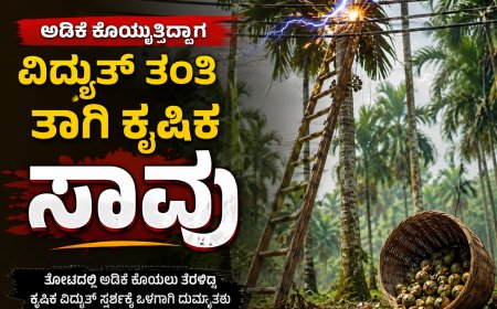 ವಿದ್ಯುತ್ ತಂತಿಗೆ ಏಣಿ ತಾಗಿ ಅಡಿಕೆ ಕೊಯ್ಯಲು ತೆರಳಿದ್ದ ಕೃಷಿಕ ಸಾವು