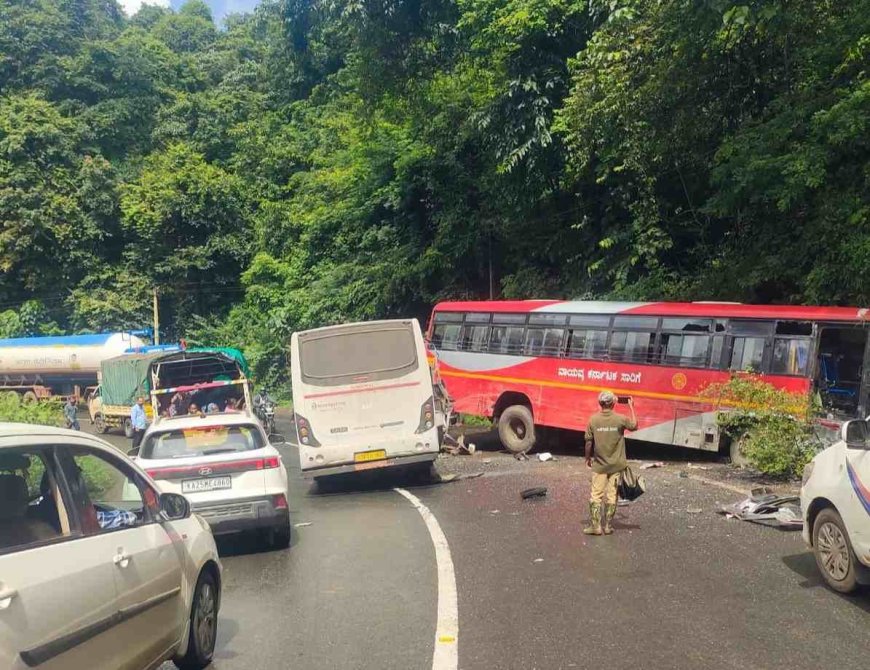 ಅರಬೈಲ್ ಘಟ್ಟದಲ್ಲಿ ಭೀಕರ ಅಪಘಾತ! KSRTC ಬಸ್‌ಗೆ ಮಿನಿ ಬಸ್ ಡಿಕ್ಕಿ — 10 ಮಂದಿಗೆ ಗಾಯ