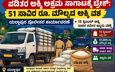 ಪಡಿತರ ಅಕ್ಕಿ ಅಕ್ರಮ ಸಾಗಾಟಕ್ಕೆ ಬ್ರೇಕ್: 51 ಸಾವಿರ ರೂ. ಮೌಲ್ಯದ ಅಕ್ಕಿ ವಶ