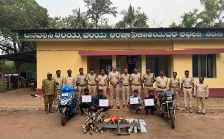 ಅಕ್ರಮವಾಗಿ ಶ್ರೀಗಂಧದ ಮರ ಕಡಿತ: ನಾಲ್ವರು ಆರೋಪಿಗಳ ಬಂಧನ